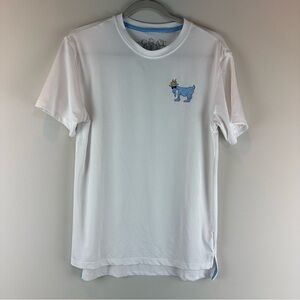 Goat USA Men’s White Blue Graphic Short Sleeve Tee Shirt Size Small